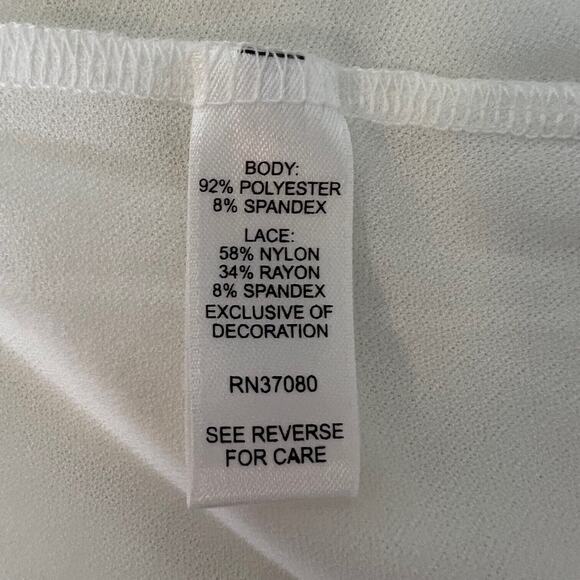 Cato Womens Chiffon Blouse Size 18/20 White Ivory Long Sleeve Lace Accent Career - Picture 5 of 6